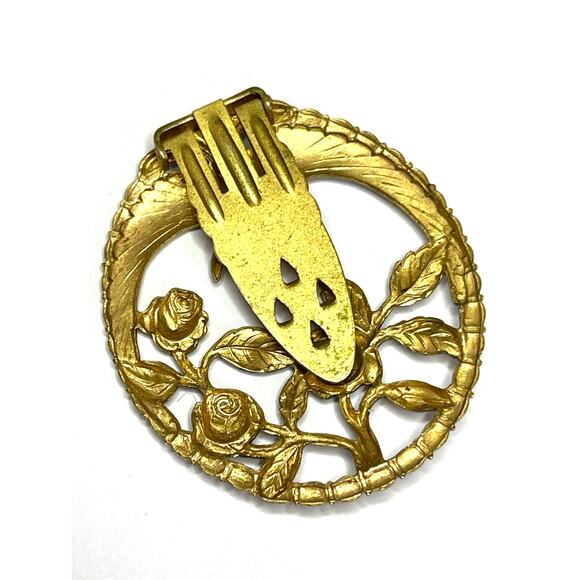 Vintage Dress Clip Hummingbird Bird Flowers Vtg Costume Jewelry m09 - Picture 2 of 4